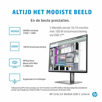 HP Z24u G3 61 cm (24&quot;) 1920 x 1200 Pixels WUXGA LED Zilver