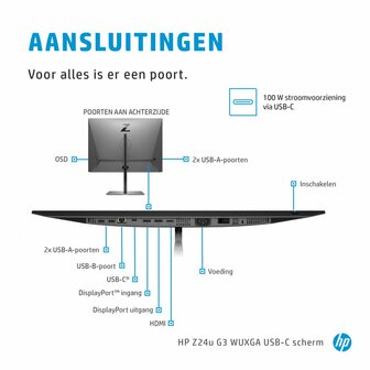 HP Z24u G3 61 cm (24&quot;) 1920 x 1200 Pixels WUXGA LED Zilver