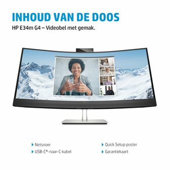 HP E34m G4 34&quot; | 3440x1440 VA | 75Hz | USB-C | Webcam, Speaker, Microphone | Conference Monitor