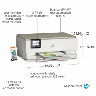 HP ENVY HP Inspire 7220e All-in-One printer, Kleur, Printer voor Home, Printen, kopi&euml;ren, scannen, Draadloos; HP+; Geschikt voor HP Instant Ink; Scan naar pdf OPEN BOX