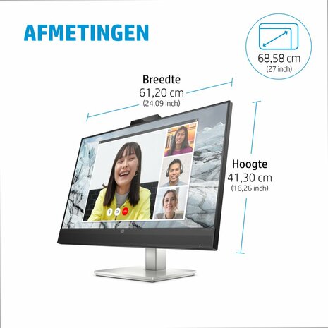 HP E-Series E27m G4 68,6 cm (27") 2560 x 1440 Pixels Quad HD Zwart