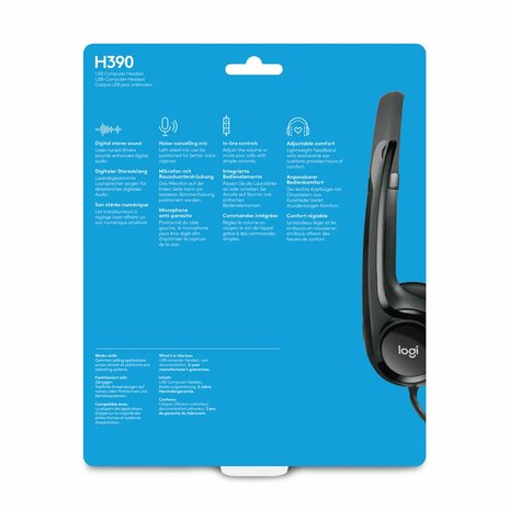 Logitech H390 USB Computer Headset Met rijke digitale audio en knoppen op de draad