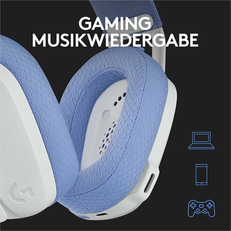 Logitech G G435 Headset Draadloos Hoofdband Gamen Bluetooth Wit