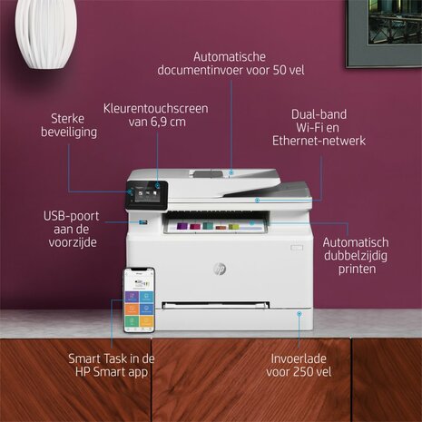 HP Color LaserJet Pro MFP M283fdw, Printen, kopiëren, scannen, faxen, Printen via USB-poort aan voorzijde; Scannen naar e-mail; Dubbelzijdig printen; ADF voor 50 vel ongekruld