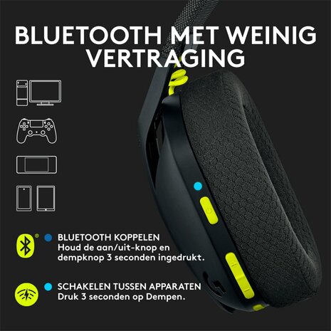 Logitech G G435 Headset Draadloos Hoofdband Gamen Bluetooth Zwart