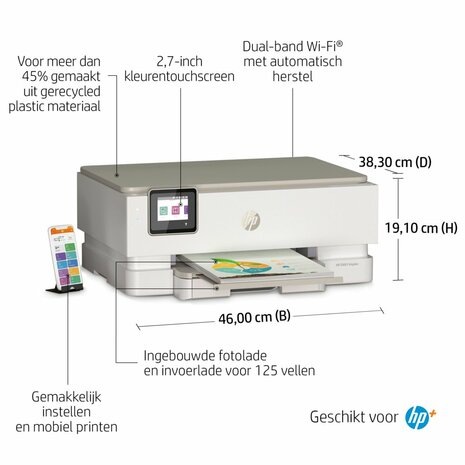 HP ENVY HP Inspire 7220e All-in-One printer, Kleur, Printer voor Home, Printen, kopiëren, scannen, Draadloos; HP+; Geschikt voor HP Instant Ink; Scan naar pdf OPEN BOX